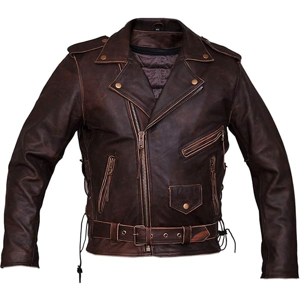 Vintage Leather Jacket ステアハイド 肉厚 TALON Mens Retro Vintage Brando Distressed Brown Cowhide Leather